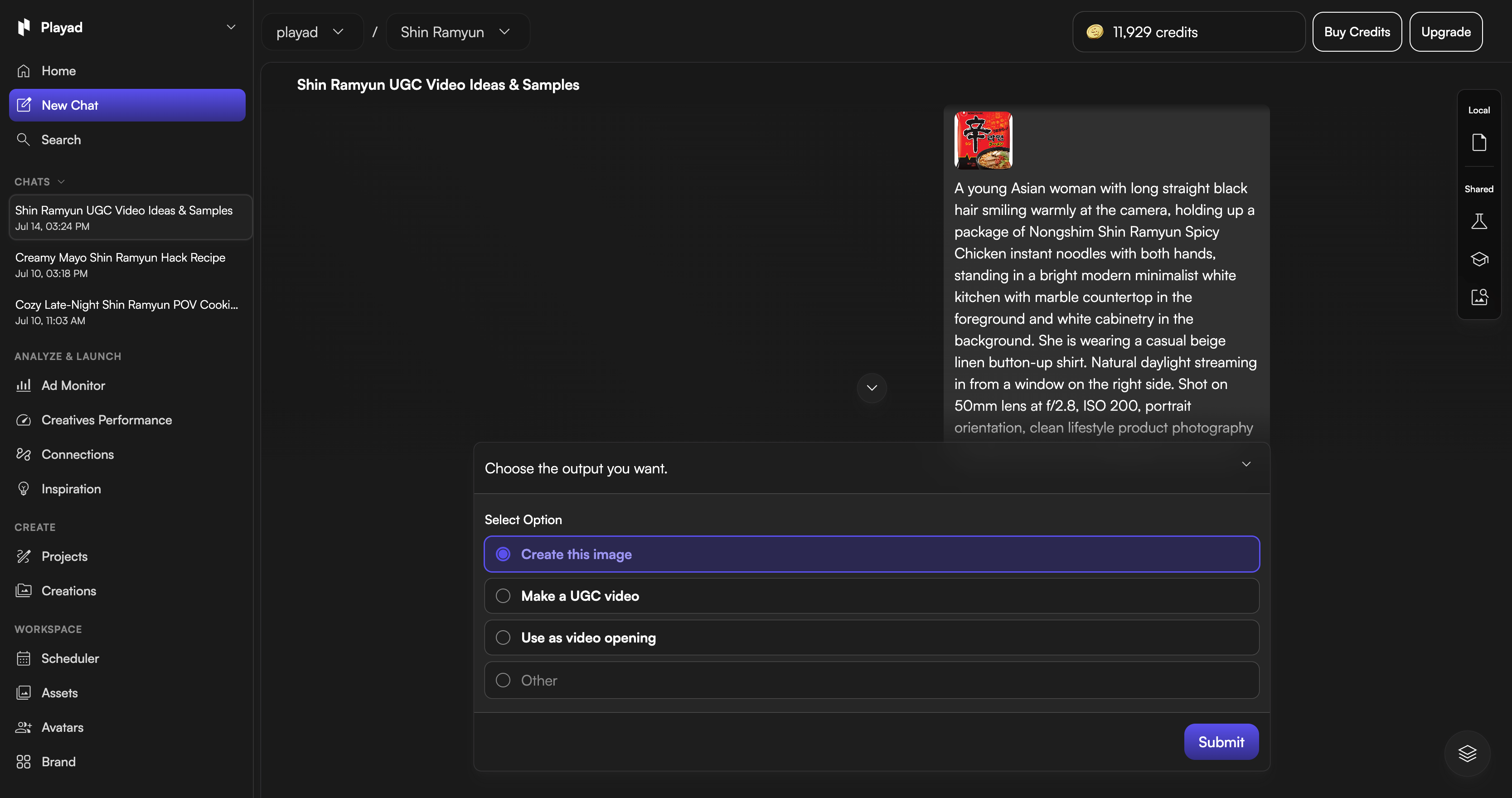 Playad Chat options menu